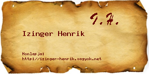 Izinger Henrik névjegykártya